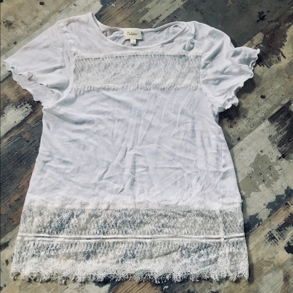 Anthropologie deletta lace T-shirt size s